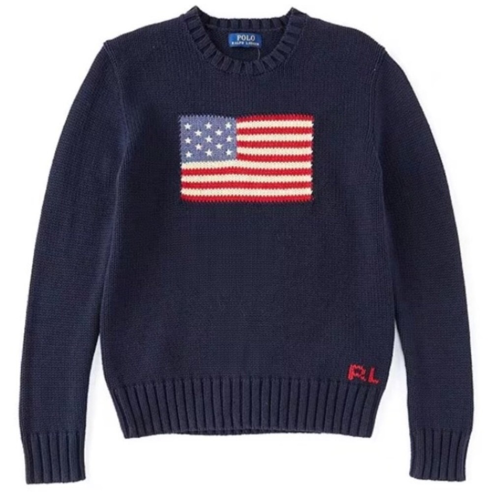 Polo Ralph Lauren Flag Cotton Crewneck Sweater NWT
